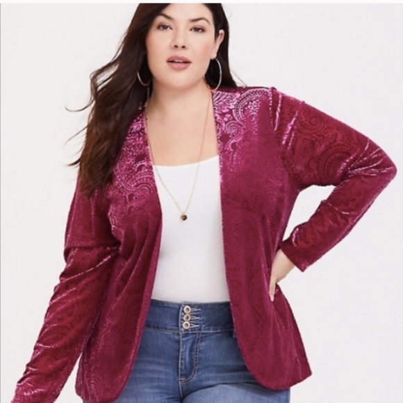 torrid Jackets & Blazers - Torrid Velvet Burnout Blazer Cardigan 0 0X 12 L